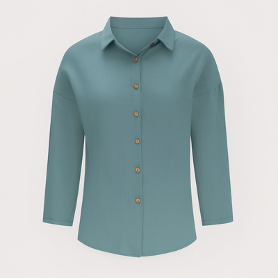 Teal Long Sleeves Button Shirt