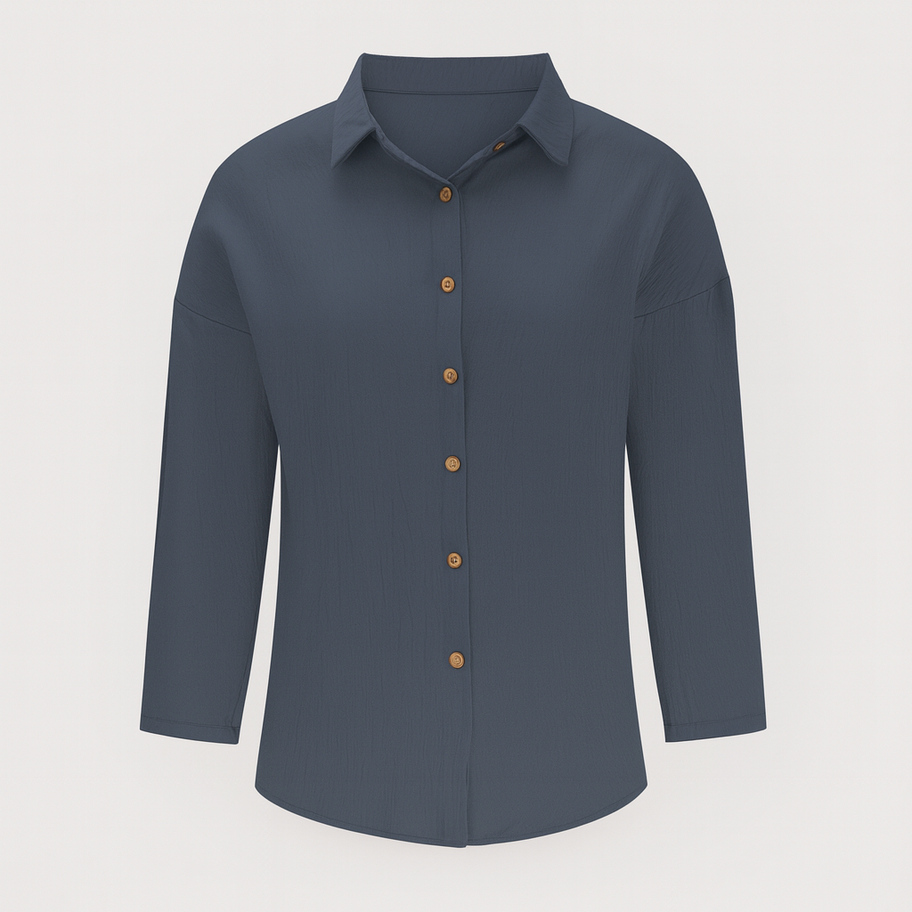 Dark Blue Long Sleeves Button Shirt