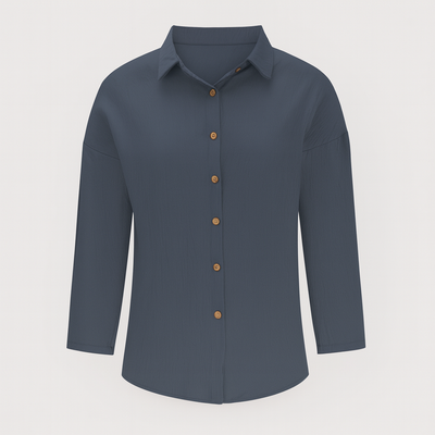 Dark Blue Long Sleeves Button Shirt