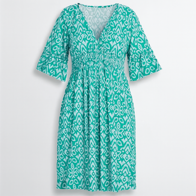 Blue Floral dress with V-neckline