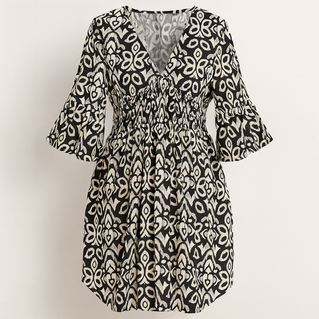 Black Floral dress with V-neckline