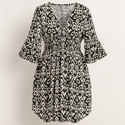 Black Floral dress with V-neckline
