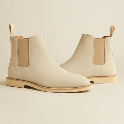 Cizme Chelsea clasice din piele întoarsă pentru bărbați - Cizme negre cu părți elastice pentru versatilitate în tot sezonul