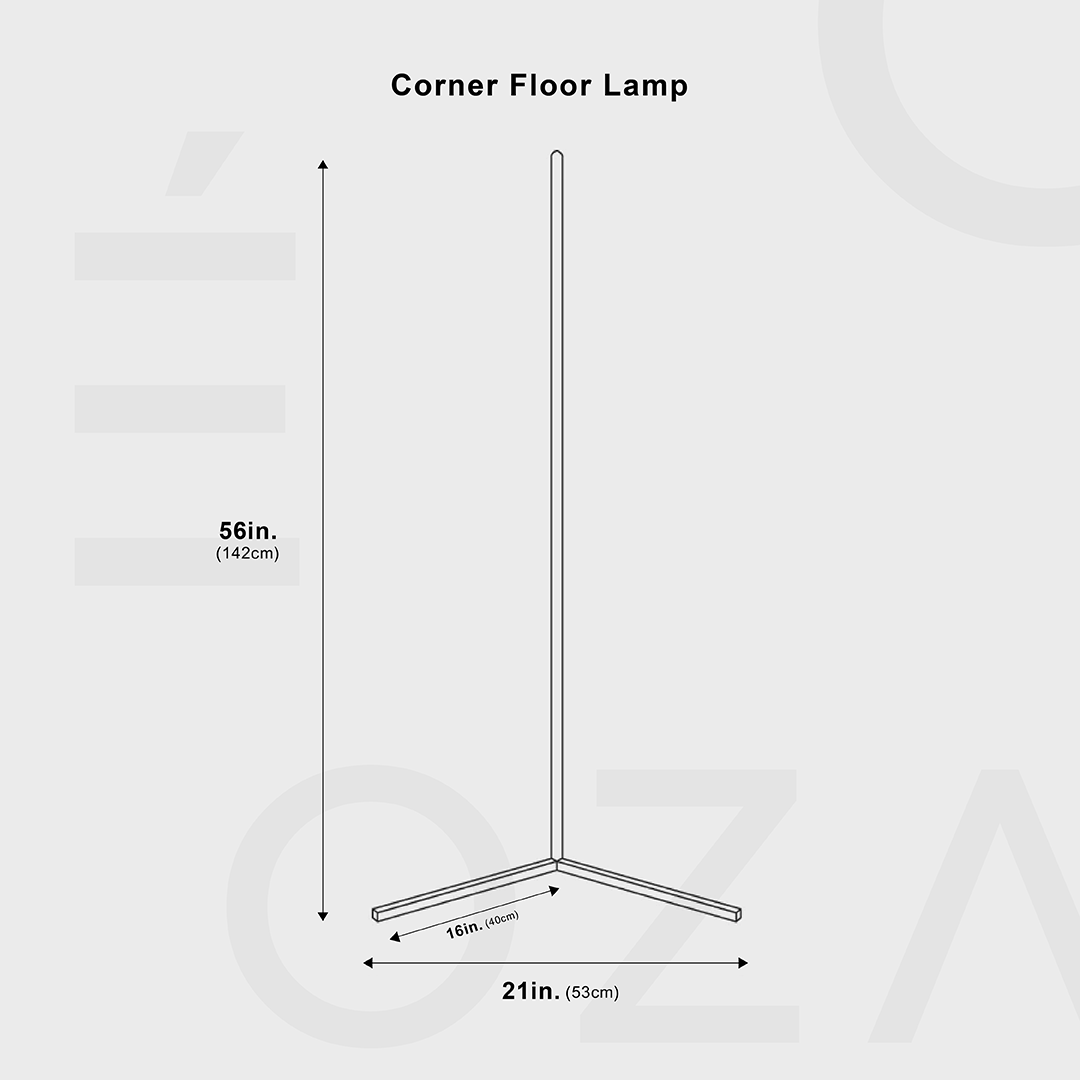 Lampe d'angle LED mince - Luminosité réglable pour le salon ou la chambre à coucher