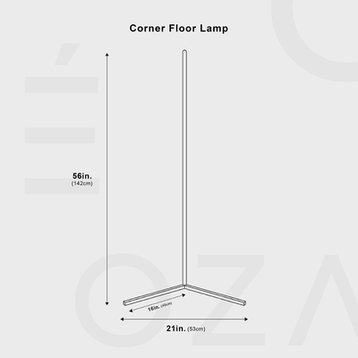 Lampe d'angle LED mince - Luminosité réglable pour le salon ou la chambre à coucher