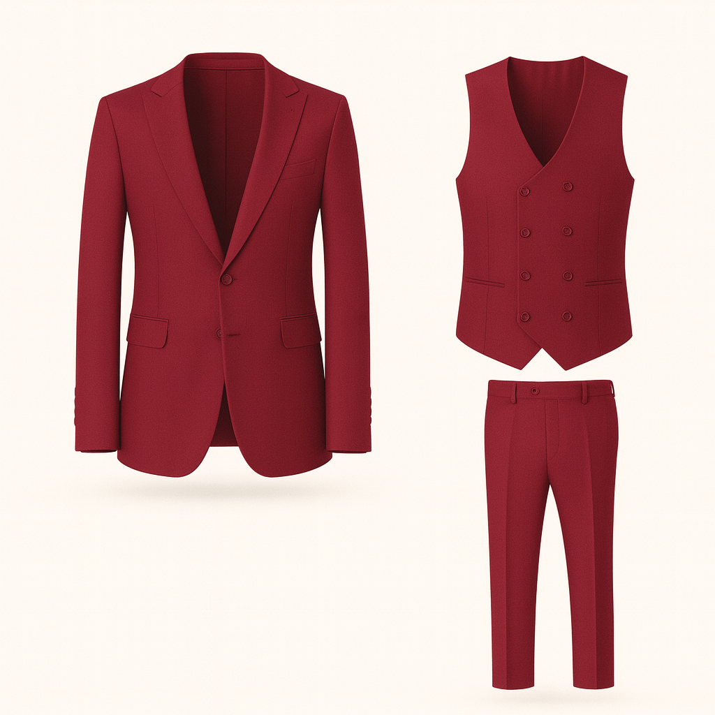 Red 3 piece suit