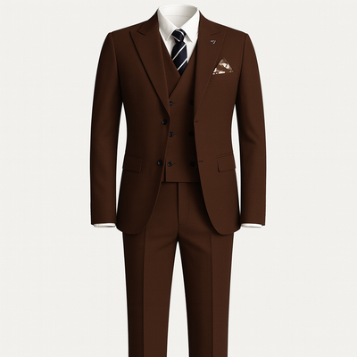 Brown Men's 3-Piece Slim Fit Wedding Guest Suit