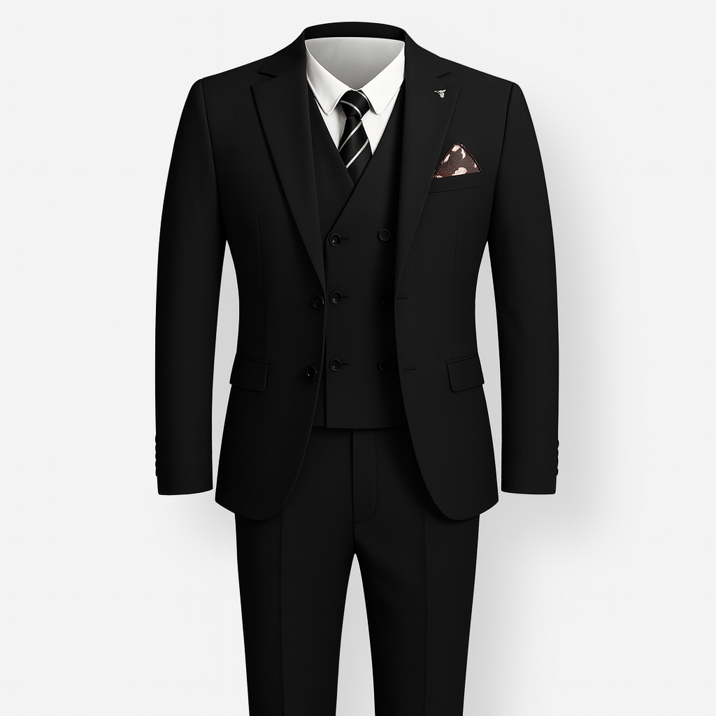 Black Men's 3-Piece Slim Fit Wedding Guest Suit