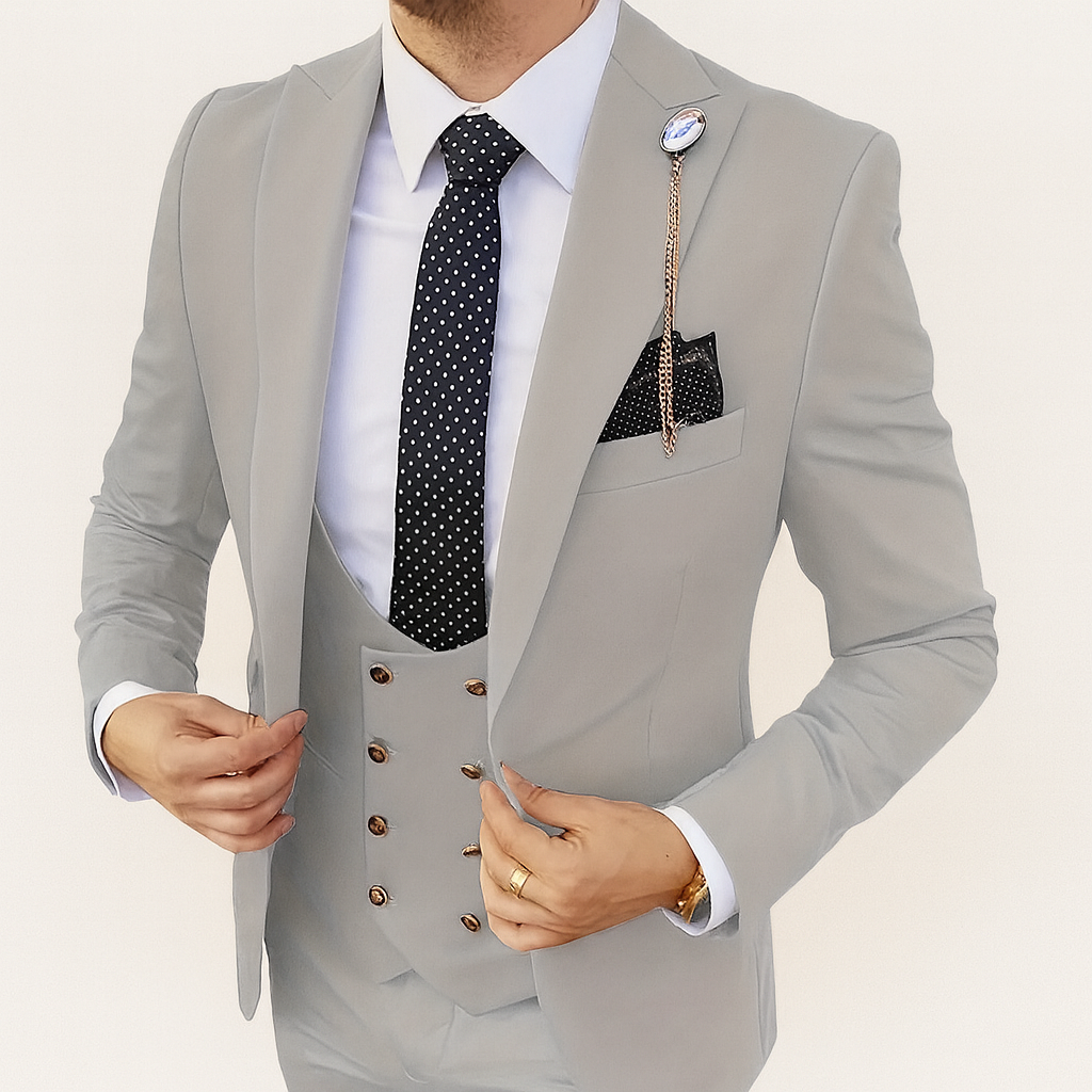 Light Gray Men's suit - Autumn formal business suit