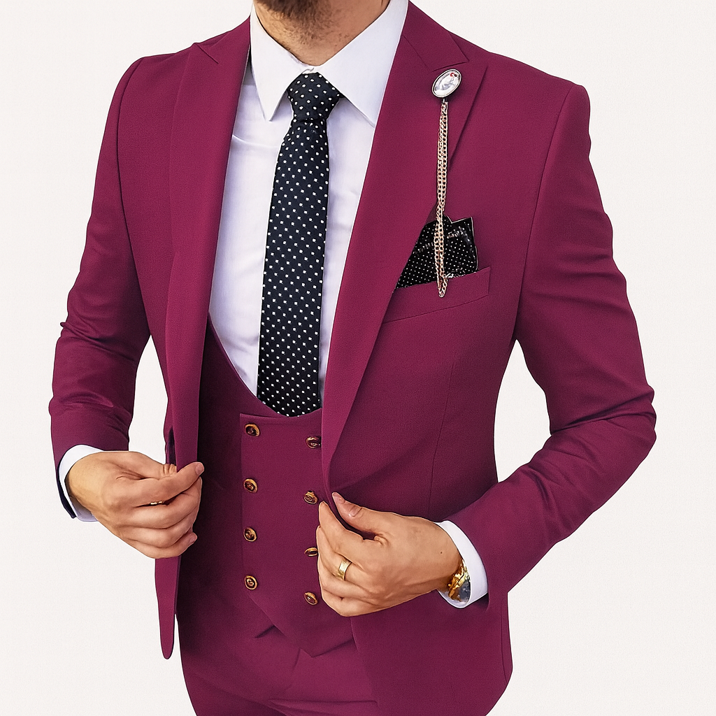 Maroon Men's suit - Autumn formal business suit