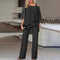 Completo da donna in 2 pezzi, spalle scoperte, poliestere fluido