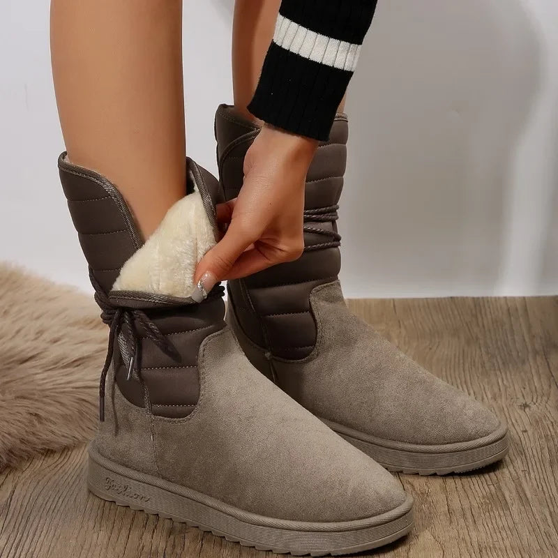 Botas de nieve para mujer, suela gruesa y forro polar, modernas y cómodas.