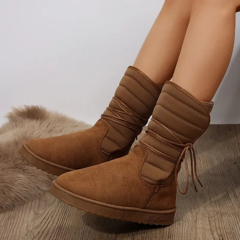 Botas de nieve para mujer, suela gruesa y forro polar, modernas y cómodas.