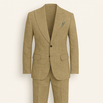 Khaki Men's Linen Suit