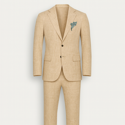 Beige Men's Linen Suit