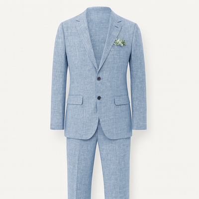 Blue Men's Linen Suit