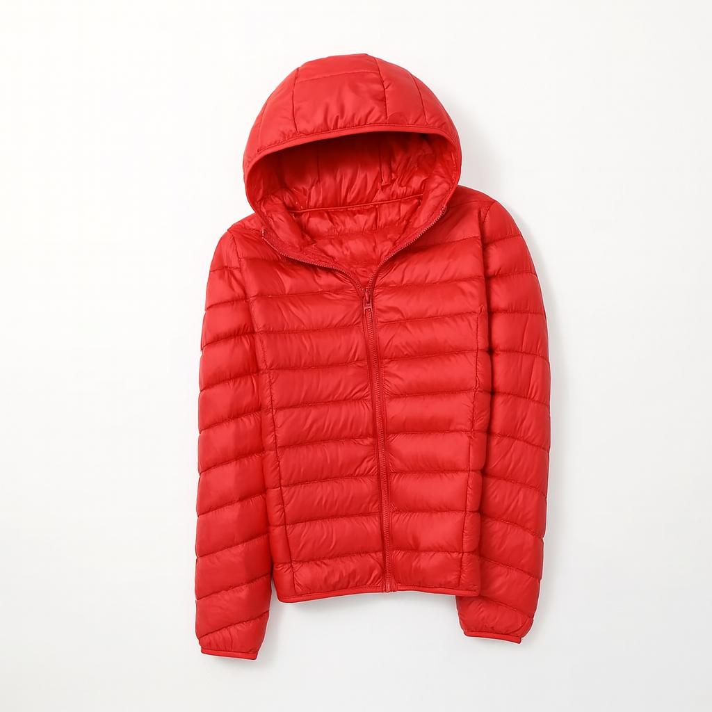 Red Women's Hooded Down Jacket