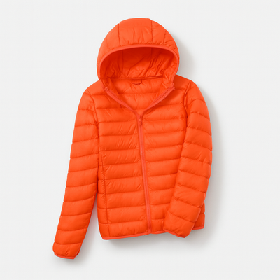 Orange Women's Hooded Down Jacket