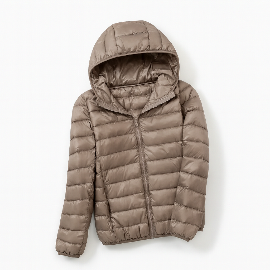 Khaki Women's Hooded Down Jacket