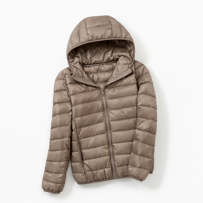 Khaki Women's Hooded Down Jacket