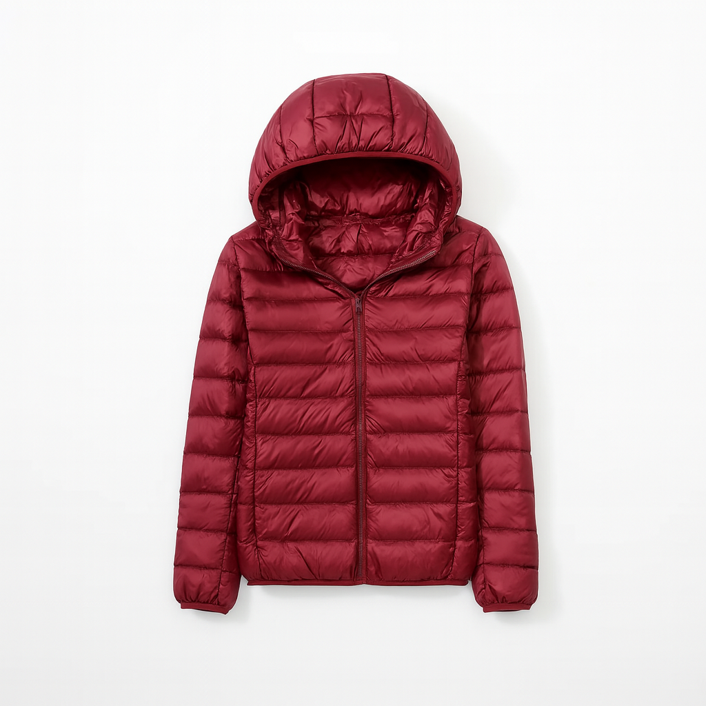 Red Women's Hooded Down Jacket