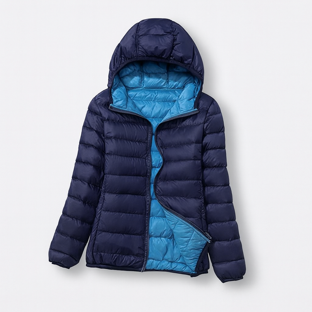 Blue Women's Hooded Down Jacket