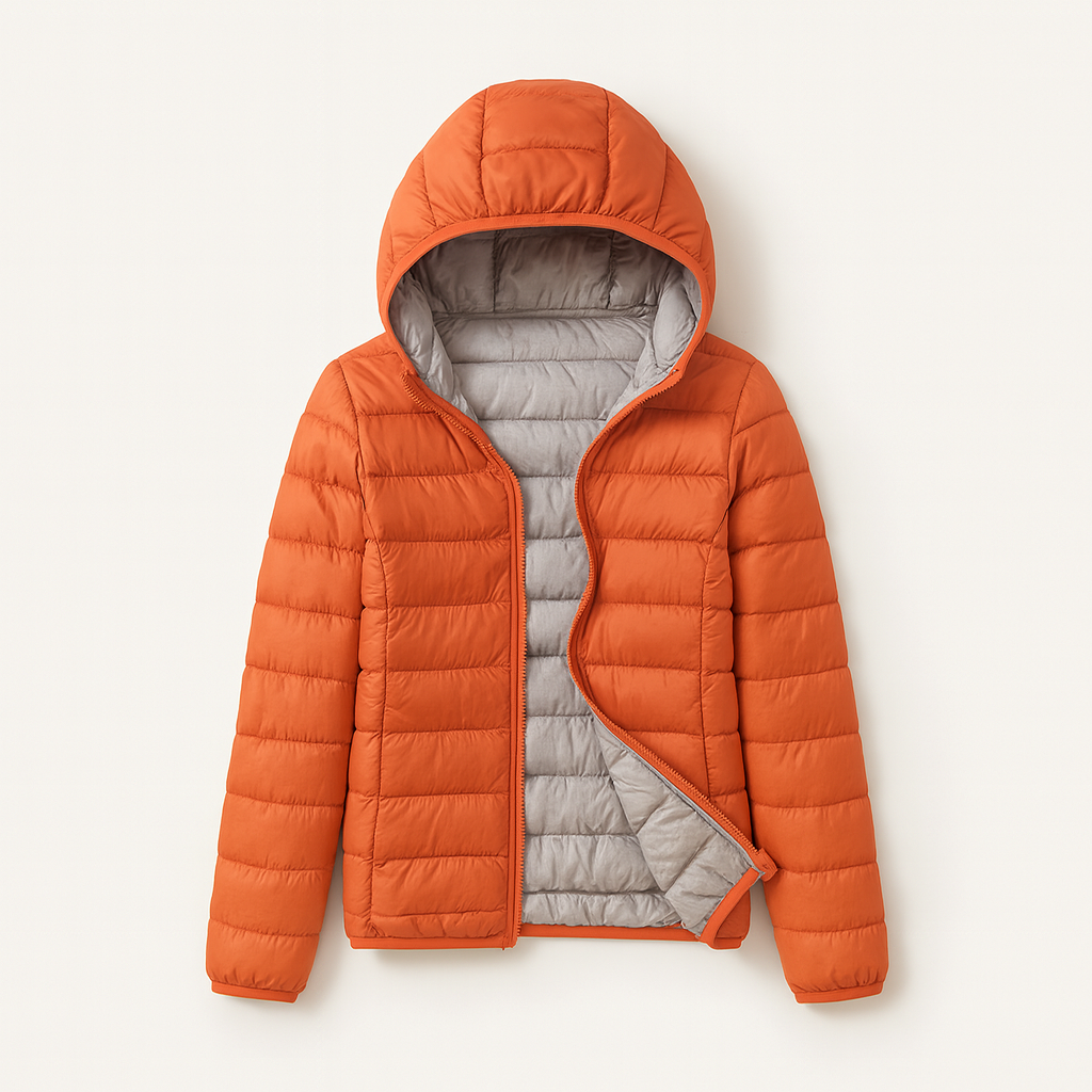 Orange Women's Hooded Down Jacket
