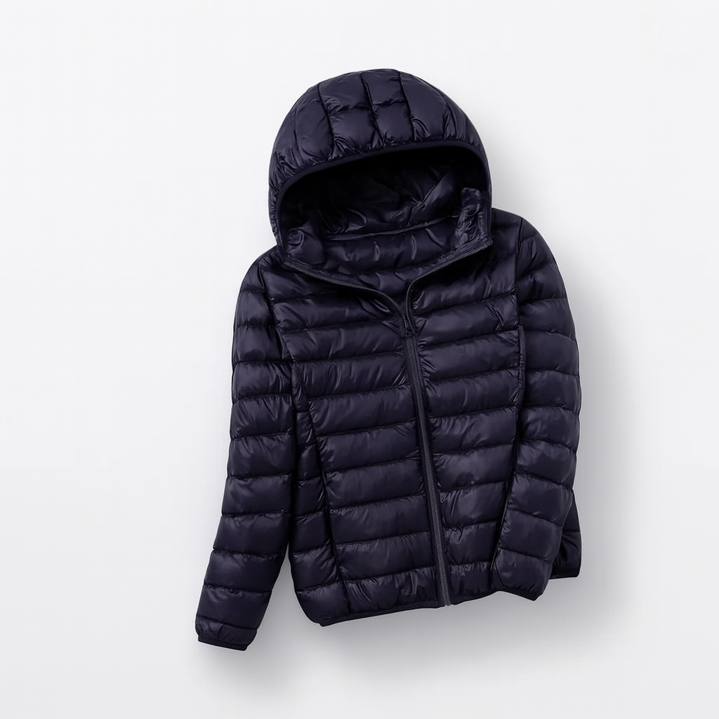 Navy Blue Women's Hooded Down Jacket