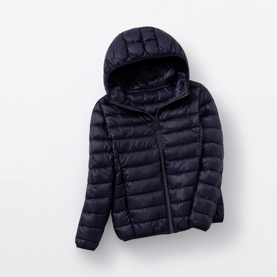 Navy Blue Women's Hooded Down Jacket