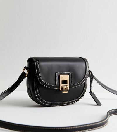 Black women's crossbody bag with flap