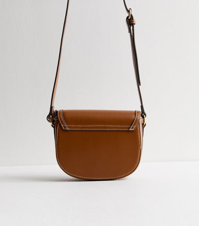 Brown women's crossbody bag with flap