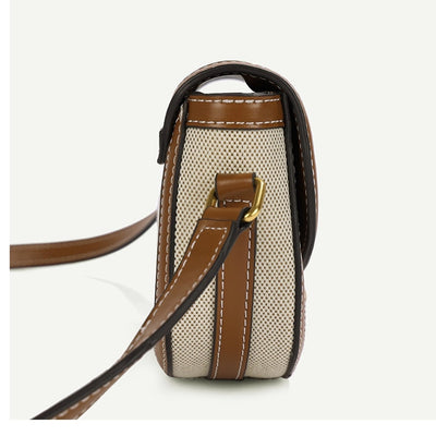 Khaki women's crossbody bag with flap