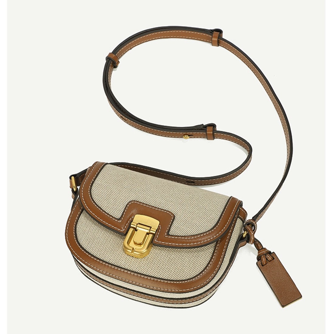 Khaki women's crossbody bag with flap