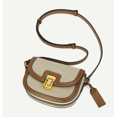 Khaki women's crossbody bag with flap