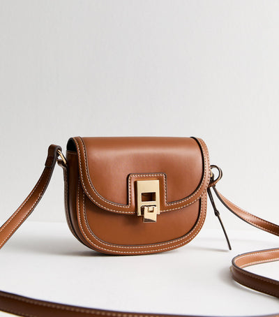Brown women's crossbody bag with flap