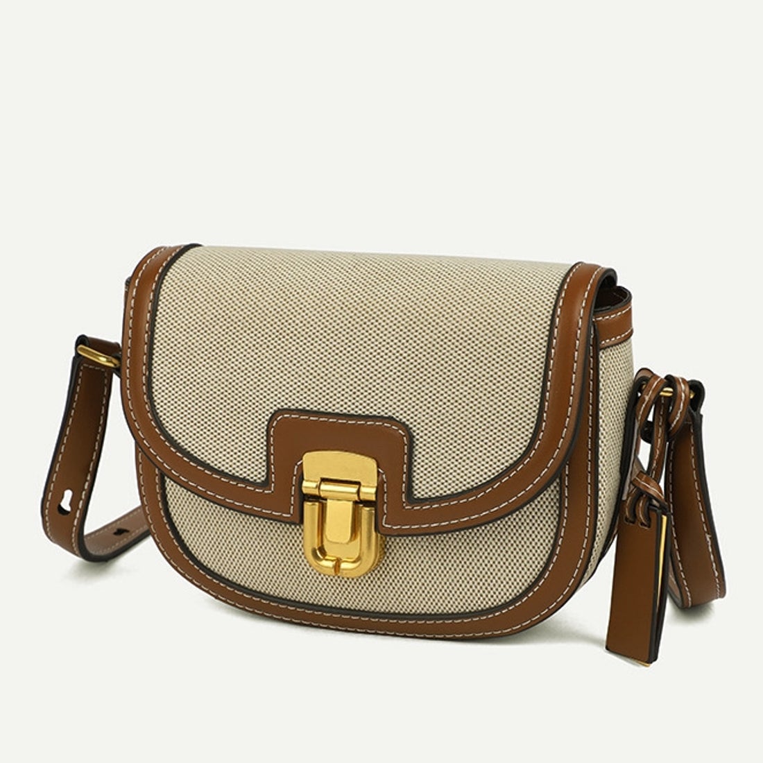 Khaki women's crossbody bag with flap