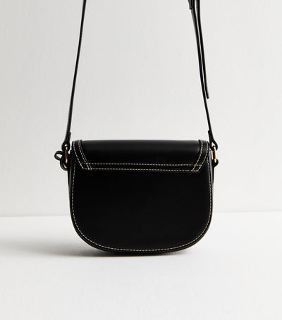 Black women's crossbody bag with flap