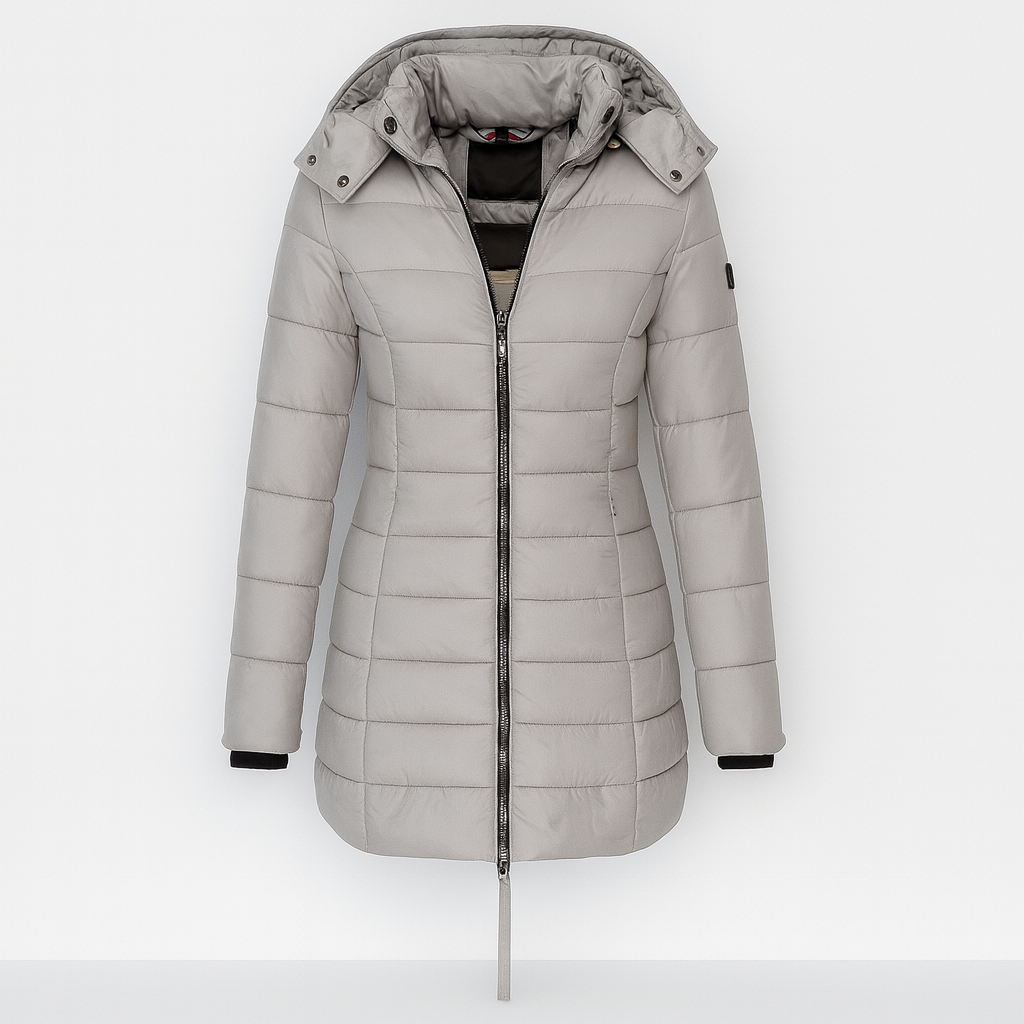 Gray Long Quilted Jacket