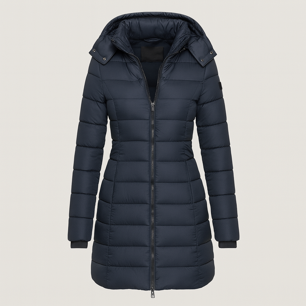 Blue Long Quilted Jacket