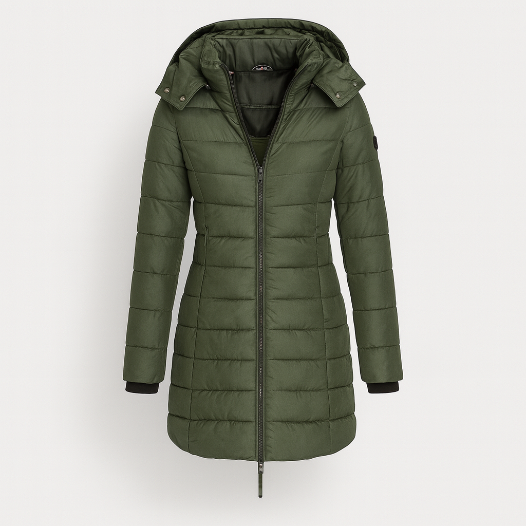Dark Green Long Quilted Jacket