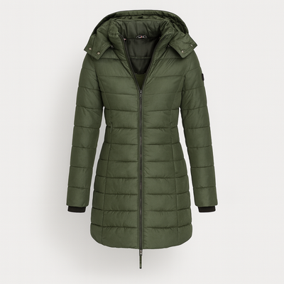 Dark Green Long Quilted Jacket