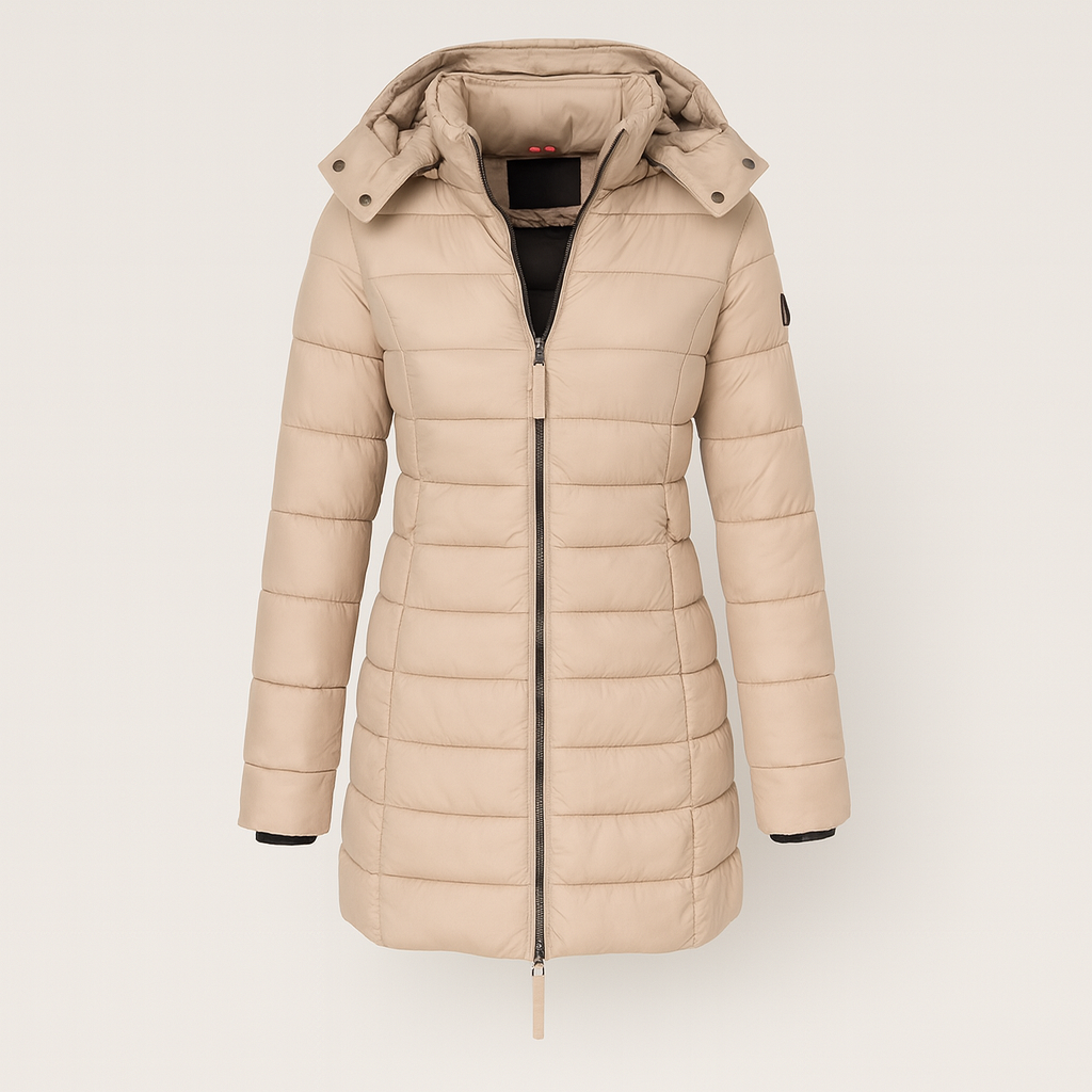 Khaki Long Quilted Jacket