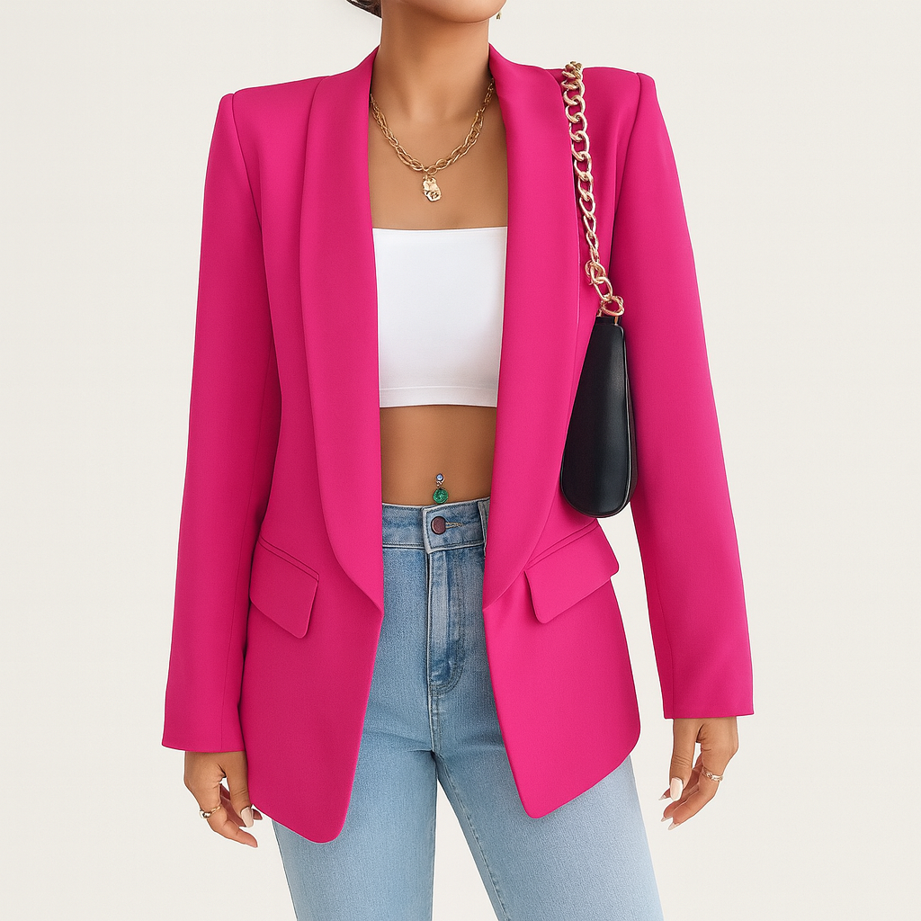 Hot Pink Woman's Autumn Blazer with pockets