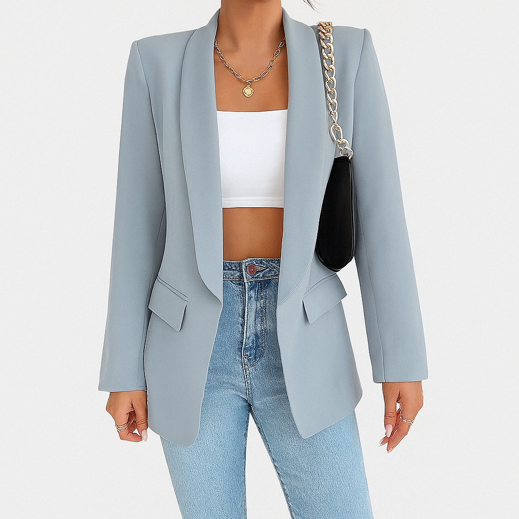 Light Blue Woman's Autumn Blazer with pockets