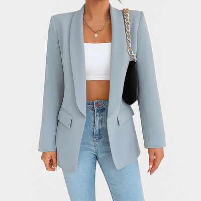 Light Blue Woman's Autumn Blazer with pockets