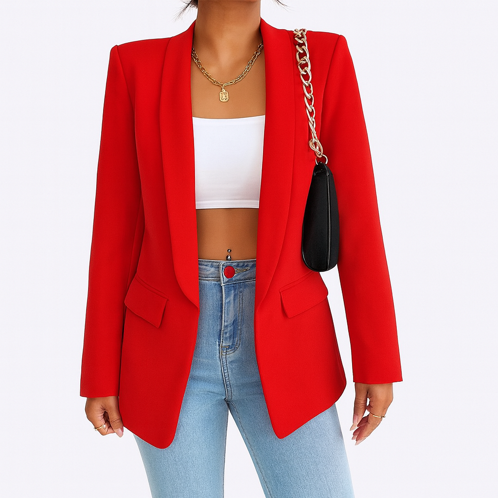 Red Woman's Autumn Blazer with pockets
