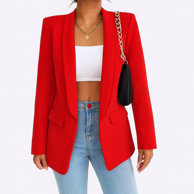 Red Woman's Autumn Blazer with pockets