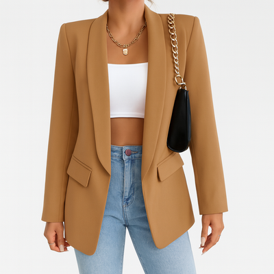 Brown Woman's Autumn Blazer with pockets