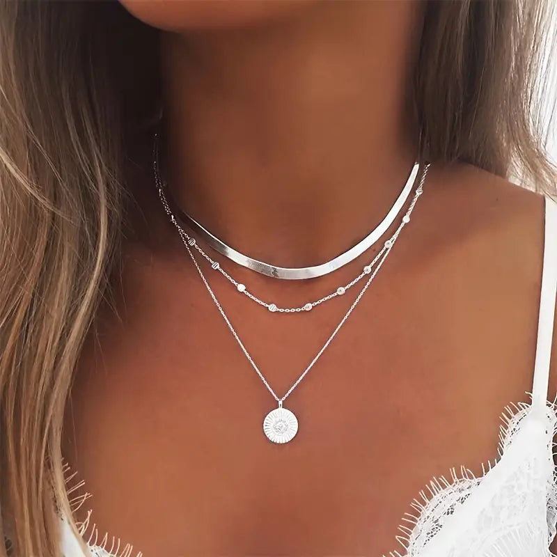 Ella | Ensemble de colliers superposés pour femmes en métal plaqué or 18k