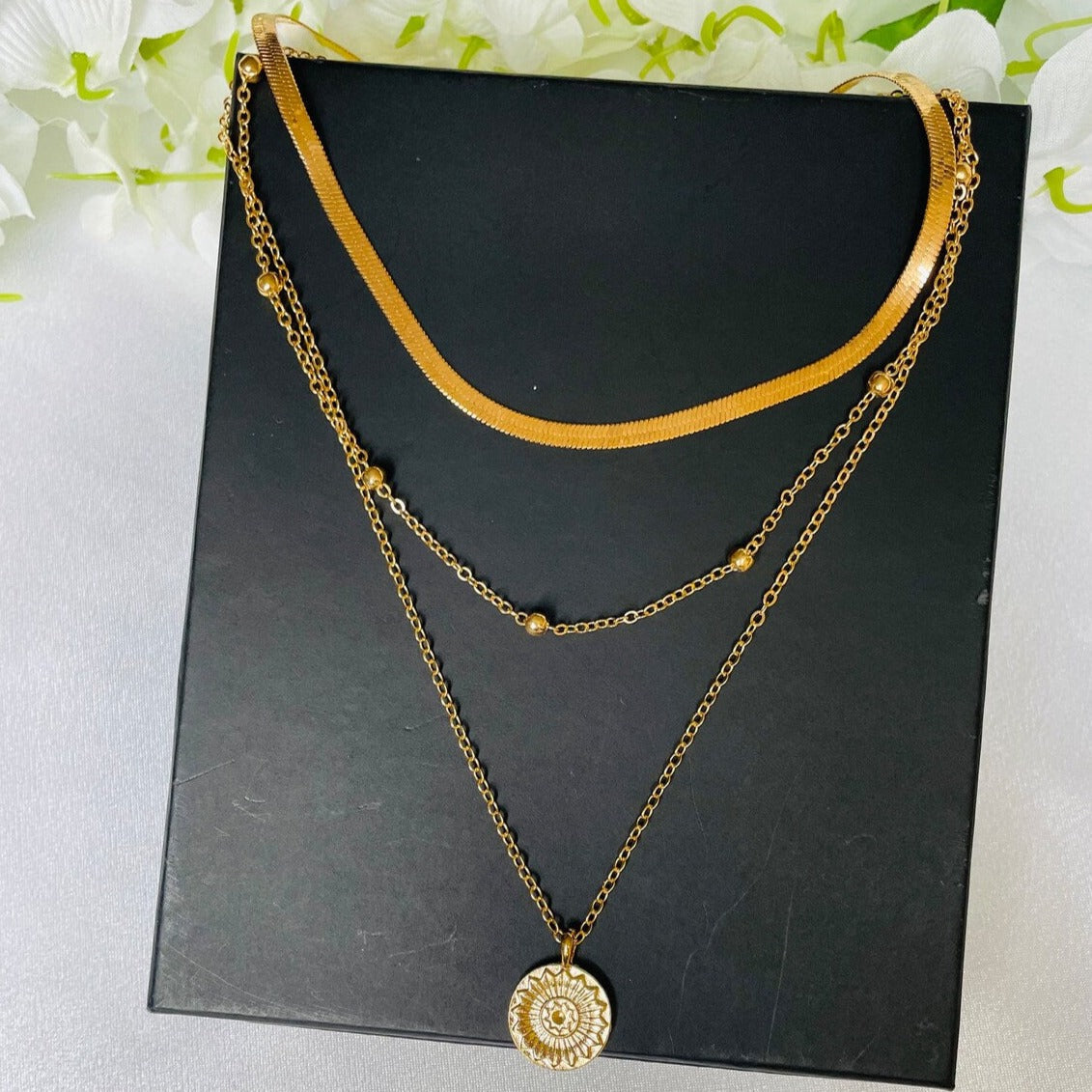 Ella | Ensemble de colliers superposés pour femmes en métal plaqué or 18k
